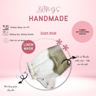 Khẩu trang vải 3D (3 lớp) kháng khuẩn chống bụi -Hoạ Tiết Hoa- [Size L]