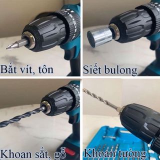 Máy khoan pin cầm tay Makita 72v, máy bắn vít 3 chức năng khoan tường, bắn vít, khoan sắt tặng phụ kiện 24 chi tiết