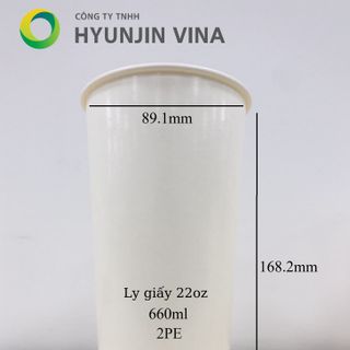 Ly Giấy 22oz 2Pe (660ml) Trắng Không In Dùng Cho Đồ Uống Nóng Và Lạnh