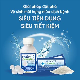 Muối y tế Ích Nhân pha nước vệ sinh mũi, hong lọ 50 viên