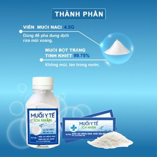 Muối y tế Ích Nhân pha nước vệ sinh mũi, hong lọ 50 viên