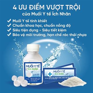 Muối y tế Ích Nhân pha nước vệ sinh mũi, hong lọ 50 viên
