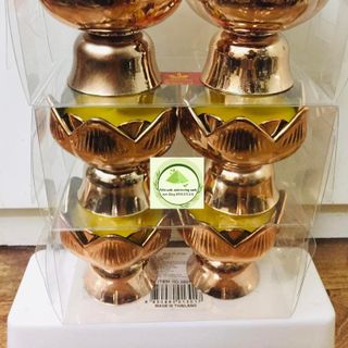 Nến bơ ly sen nhũ vàng không khói dâng phật 2 cốc/hộp