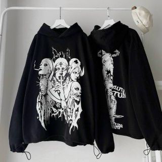 Áo hoodie in hình nổi bật from rộng, tay áo phồng. Giá sỉ - giá bán buôn