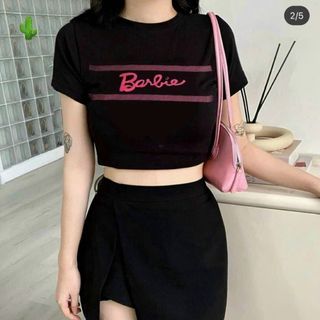 ÁO THUN NỮ CROPTOP CỔ TRÒN TAY NGẮN BARBIE - AUSA HOUSE