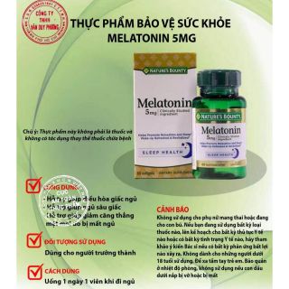 VIÊN UỐNG ĐIỀU HOÀ GIẤC NGỦ - MELATONIN 5mg (NATURE'S BOUNTY - USA HOA KỲ)