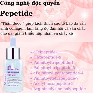 Serum Bakuchiol 2% Pepetide 30ml Nassvi Tái Tạo Da, Giảm Nếp Nhăn Ngăn Ngừa Lão Hóa Tái Sinh Collagen