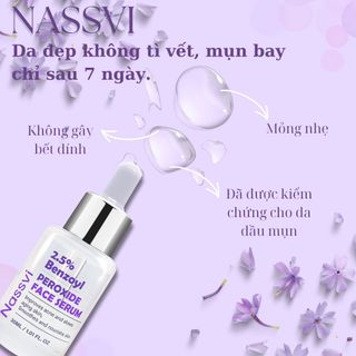 Serum giảm mụn 5 tác động Nassvi 2,5% Benzoyl Peroxide 30ml dành cho da dầu mụn hiệu quả sau 7 ngày