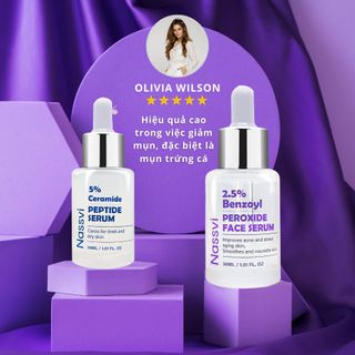 Serum giảm mụn 5 tác động Nassvi 2,5% Benzoyl Peroxide 30ml dành cho da dầu mụn hiệu quả sau 7 ngày