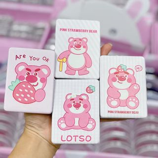 Gương soi cầm tay khô 2 mặt mẫu gấu dâu vuông tròn
