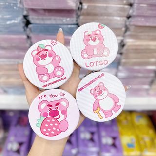 Gương soi cầm tay khô 2 mặt mẫu gấu dâu vuông tròn