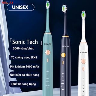 Bàn Chải Điện RULAX RL15 Công Nghệ Sóng Âm, Sạc Pin 1 Lần Dùng 4 Tháng - Tặng 2 Đầu Bàn Chải+ Hộp Đựng |BH 12 Tháng|
