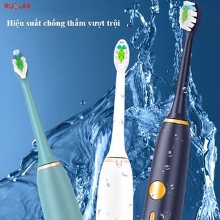 Bàn Chải Điện RULAX RL15 Công Nghệ Sóng Âm, Sạc Pin 1 Lần Dùng 4 Tháng - Tặng 2 Đầu Bàn Chải+ Hộp Đựng |BH 12 Tháng|