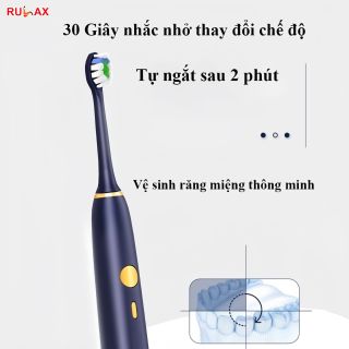 Bàn Chải Điện RULAX RL15 Công Nghệ Sóng Âm, Sạc Pin 1 Lần Dùng 4 Tháng - Tặng 2 Đầu Bàn Chải+ Hộp Đựng |BH 12 Tháng|