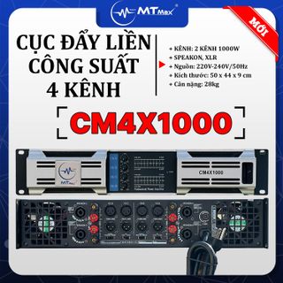 Cục Đẩy CM4X1000 - 4 Kênh 64 Sò, 16 Tụ, Biến Áp Xuyến, Công Suất 1000W X 1 Kênh