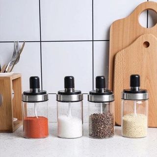 COMBO 5 LỌ ĐỰng GIA VỊ THỦY TINH CÓ KÈM MUỖNG CTB663 - BECHIP