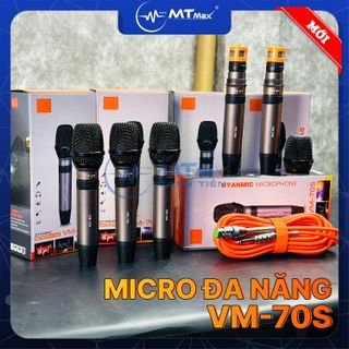 Micro Karaoke Có Dây - Mic Karaoke VM-70S Chất Âm Dày Dặn Nhẹ Siêu Sáng - Chống Hú, Chống Nhiễu