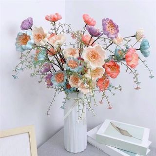 Hoa Trà Gạo Cổ 60cm Đủ Màu - Hoa Giả Trang Trí Phòng Khách Hoa Trà Xốp Decor Hoa Lụa Trang Trí - Trang Trí Tết 2024