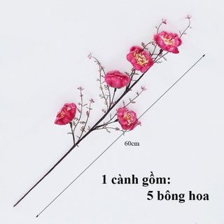 Hoa Trà Gạo Cổ 60cm Đủ Màu - Hoa Giả Trang Trí Phòng Khách Hoa Trà Xốp Decor Hoa Lụa Trang Trí - Trang Trí Tết 2024