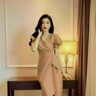 Đầm body cổ tim xếp ly cao cấp