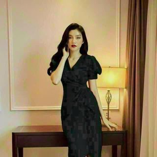 Đầm body cổ tim xếp ly cao cấp