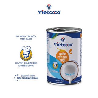 Nước cốt dừa tươi Premium Organic VIETCOCO - Lon nhãn giấy 400ml