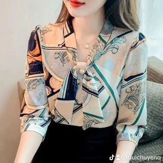 Áo sơ mi nữ tay lỡ áo thiết kế Quảng Châu (mã5)
