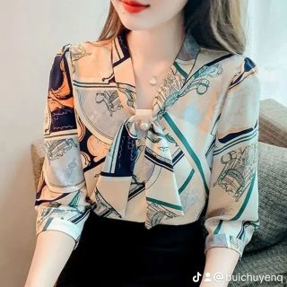 Áo sơ mi nữ tay lỡ áo thiết kế Quảng Châu (mã5)