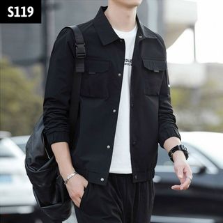 Áo khoác nam, Áo khoác kaki nam cổ bẻ bomber (Mã KS119)