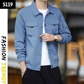 Áo khoác nam, Áo khoác kaki nam cổ bẻ bomber (Mã KS119)