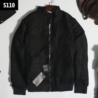 Áo khoác nam, Áo khoác da lộn lót lông bomber thun bo tay (Mã S101)