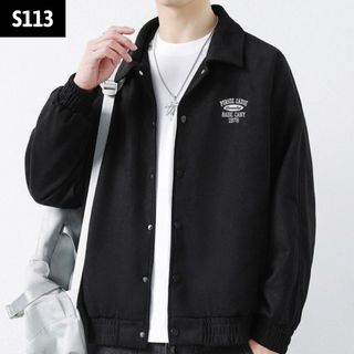 Áo khoác nam, Áo khoác da lộn lót dù bomber kiểu cổ bẻ (Mã S103)