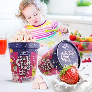 [ 10vị ] Sữa chua khô Kyu's 20G: Dâu, Chuối, Nguyên bản, Chanh Dây - Hỗ trợ tiêu hóa, ngừa biếng ăn