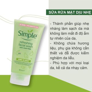 Sữa Rửa Mặt Sim ple Refreshing Facial Wash Chính Hãng 150ml