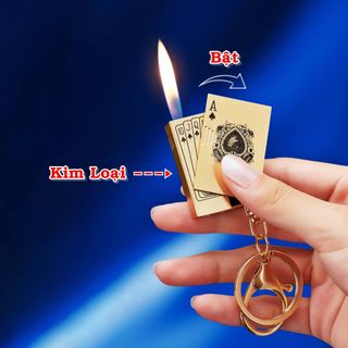 BẬT LỬA MÓC KHÓA HÌNH LÁ BÀI MINI KIM LOẠI - XÀI GAS