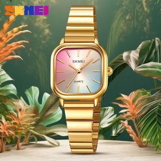 ĐỒNG HỒ NỮ DÂY THÉP KHÔNG GỈ SKMEI CHÍNH HÃNG MẶT VUÔNG THỜI TRANG