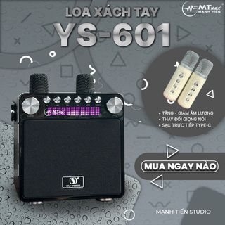 Loa Bluetooth Mini YS-601, Công Suất 35W, Nhỏ Gọn, Âm Thanh Cực Hay, Bass Căng, Đi Kèm 2 Micro Karaoke Thay Đổi Giọng Nói, Bảo Hành 6 Tháng