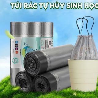 Túi đựng rác tự phân hủy màu xám có dây Top Gia bịch 3 cuộn