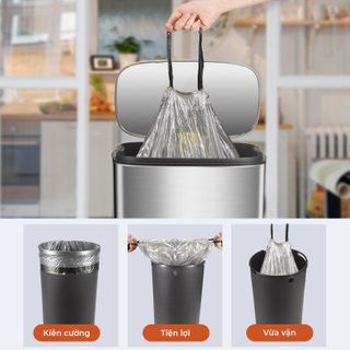 Túi đựng rác tự phân hủy màu xám có dây Top Gia bịch 3 cuộn