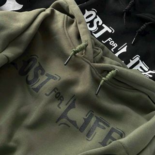 Áo hoodie tay phồng nách rộng in nổi LOST for LIFE nón 2 lớp vải chính from 75kg. Giá sỉ - giá bán buôn