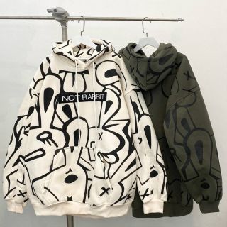 Áo hoodie NOT RABBIT hình in 3D toàn thân không lem, nón rộng 2 lớp tay phồng. Giá sỉ - giá bán buôn