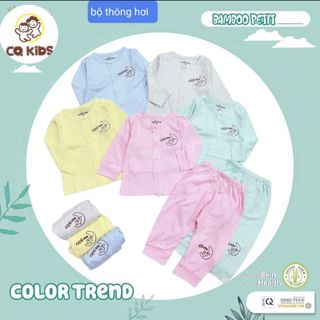 Bộ Quần Áo Sơ Sinh Dài Tay Thông Hơi Cài Giữa CQ Baby