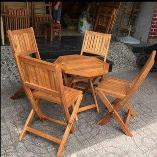 Bàn ghế gỗ cafe gấp gọn ( hàng chuẩn , dày đẹp )