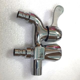 Vòi nước đôi 2 đầu ra bằng đầu thau mạ crom sáng bóng, chống gỉ sét, mã V63