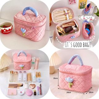 Túi đựng mỹ phẩm cỡ lớn chất nhung tăm