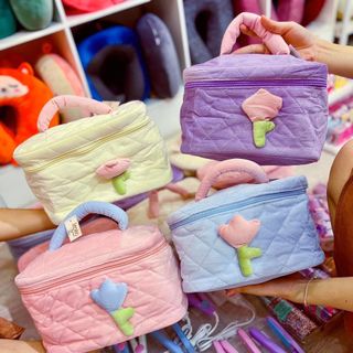 Túi đựng mỹ phẩm cỡ lớn chất nhung tăm