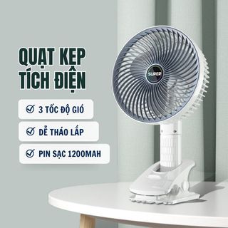 Quạt Kẹp Bàn Sạc Pin Tích Điện Super, Quạt Tích Điện Để Bàn Tiện Dụng giá sỉ