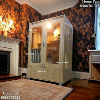 Chuồng Mèo Gỗ MDF Chống Ẩm, Nhà Cho Thú Cưng 130cm x 90cm