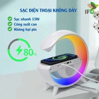 Loa Bluetooth (5 trong 1) Chữ G Sạc Nhanh Không Dây, Tích Hợp Đa Chức Năng, Đồng Hồ, Báo Thức, Đèn Led RGB BH 12 THÁNG