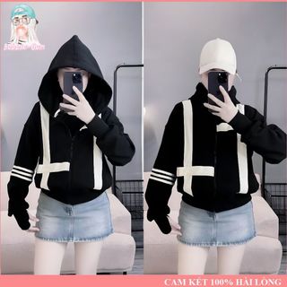 Áo Khoác Nữ Thun Gân Phối Dây Bản To Chữ Thập Dáng Lửng Có Xỏ Ngón 4 Túi Freesize Dưới 65Kg BUBBLE GUM